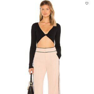 Bec & Bridge Riviera knit long-sleeve knit black crop top NWT, size 6 US